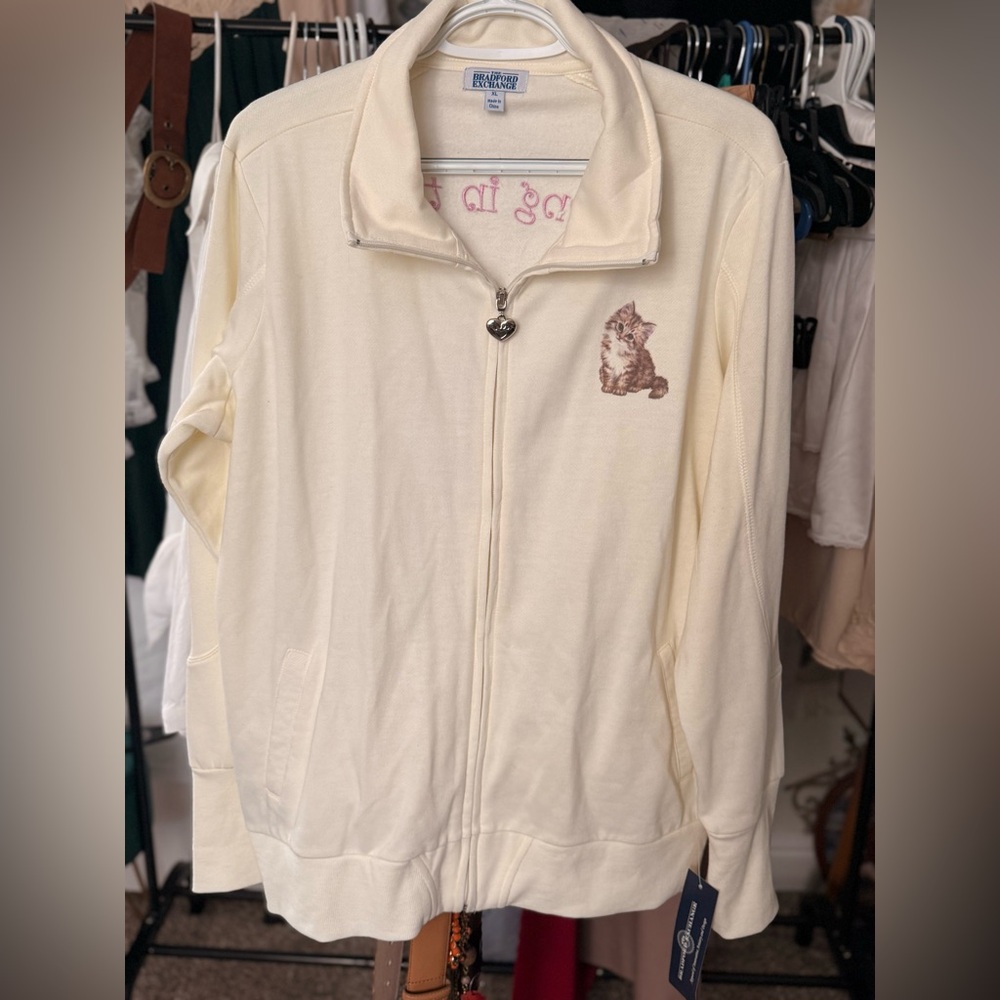 The Bradford Exchange Cream Jacket with Cat Design